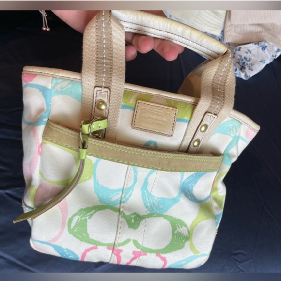 Coach Scribble Pink and Blue Mini Bag with Geometric Print Vintage Y2K - Picture 5 of 14